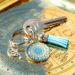 MANDALA obesek za ključe modro modra vila, mandala, ročno delo, mandala obesek za ključe