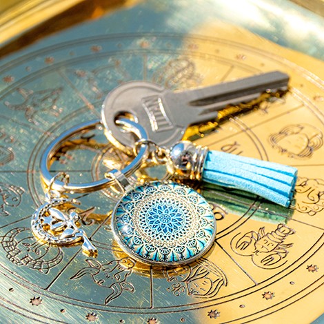 MANDALA obesek za ključe modro modra vila, mandala, ročno delo, mandala obesek za ključe