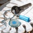MANDALA obesek za ključe modro modra vila, mandala, ročno delo, mandala obesek za ključe