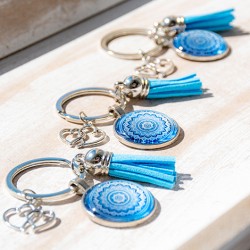 mandala, handmade, blue mandala, mandala on a keychain,handmade mandala