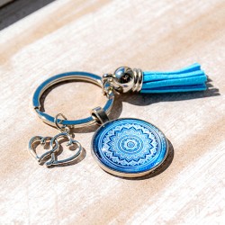 mandala, handmade, blue mandala, mandala on a keychain,handmade mandala