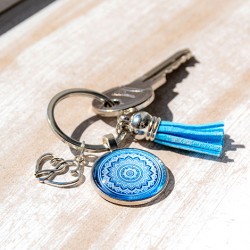 mandala, handmade, blue mandala, mandala on a keychain,handmade mandala