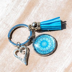mandala, handmade, blue mandala, mandala on a keychain,handmade mandala