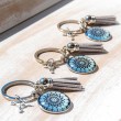 MANDALA keychain grey blue hearts, mandala, handmade, mandala keychain, handmade mandala