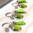 MANDALA keychain light green clover, mandala, mandala keychain, handmade mandala