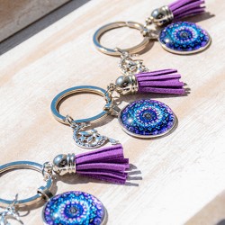 MANDALA obesek za ključe vijolično moder vila, mandala, mandala obesek za ključe, ročno delo
