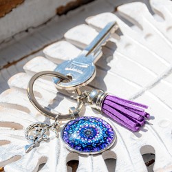 MANDALA obesek za ključe vijolično moder vila, mandala, mandala obesek za ključe, ročno delo