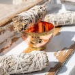 copper incense burner, palo santo, white sage, copper