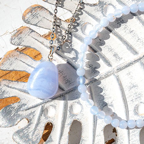BLUE CHALCEDONY set falset bracelet and pendant silver, blue chalcedony jewellery, blue chalcedony