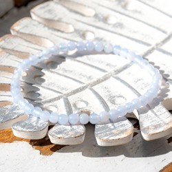 komplet iz kristala, nakit iz kristalov, kristalni nakit, MODRI KALCEDON KOMPLET zapestnica in obesek srebro