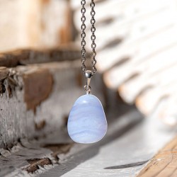 komplet iz kristala, nakit iz kristalov, kristalni nakit, MODRI KALCEDON KOMPLET zapestnica in obesek srebro