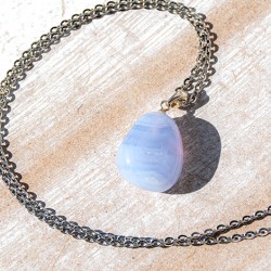 BLUE CHALCEDONY set falset bracelet and pendant silver, blue chalcedony jewellery, blue chalcedony