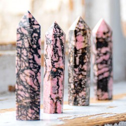 rhodonite obelisk, rhodonite crystal, rhodonite stone, crystal obelisk