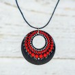 MANDALA Unikaten ročno izdelan nakit komplet črno rdeč, mandala ogrlica, mandala uhani