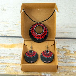 MANDALA Unique handmade jewelry set black red, mandala, mandala jewelry