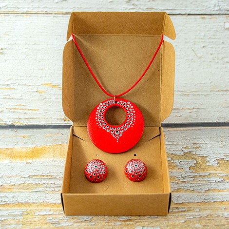 MANDALA Unique handmade jewelry set red, mandala, mandala jewelry
