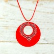 MANDALA Unikaten ročno izdelan nakit komplet rdeč, mandala ogrlica, mandala uhani