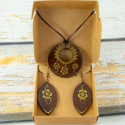 MANDALA Unique handmade jewelry set brown gold, mandala, mandala jewelry