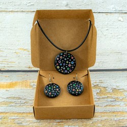 MANDALA Unique handmade jewelry set black multicolor, mandala, mandala jewelry