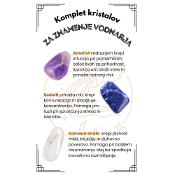 KOMPLET KRISTALI ZA ZNAMENJE vodnarja, ametist, sodalit, kamena strela