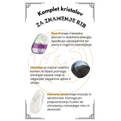 KOMPLET KRISTALI ZA ZNAMENJE rib, fluorit, obsidian, kamena strela kristali za astrološka znamenja