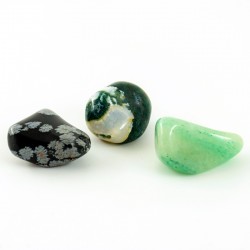 KOMPLET KRISTALOV ZA ZNAMENJE device, snežni obsidian, mahovni ahat, zeleni aventurin, kristali za astrološko znamenje