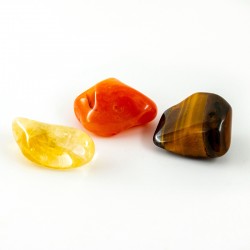 SET OF CRYSTALS for Leo, carnelian, tiger's eye, citrine