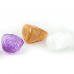 SET OF CRYSTALS for Cancer, amethyst, moon stone, selenite
