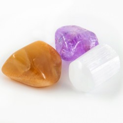 SET OF CRYSTALS for Cancer, amethyst, moon stone, selenite