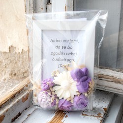DEKORATIVNI OKVIR s svečko vijoličen, ročno delo, dišeče svečke, darilo za ženo, darilo