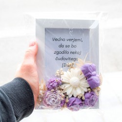 DEKORATIVNI OKVIR s svečko vijoličen, ročno delo, dišeče svečke, darilo za ženo, darilo