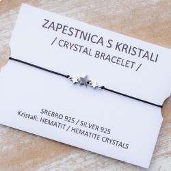 HEMATIT zapestnica prijateljstva zvezdice, hematit zapestnica, hematit nakit, zapestnica prijateljstva