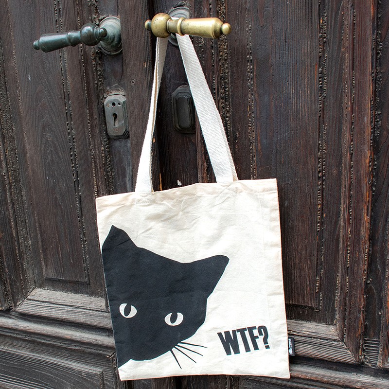 Platnena vreča črna mačka, platnena vrča, totebag, nakupovalna vreča, vreča za večkratno uporabo, cekar