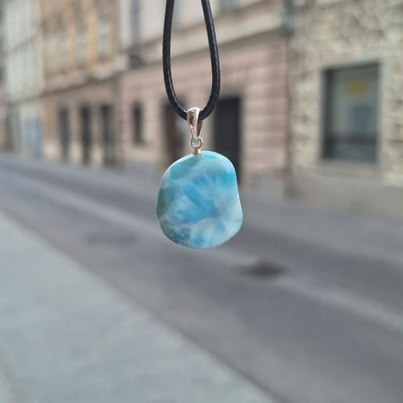 LARIMAR ogrlica (srebrna zanka), larimar ogrlica, larimar obesek, larimar nakit