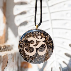 TEKTITE BLACK TOURMALINE  orgonite necklace OM, orgonite, orgonite necklace, orgonite with tektite