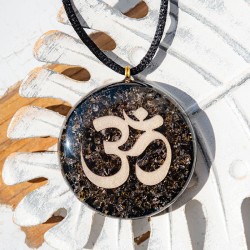 TEKTITE BLACK TOURMALINE  orgonite necklace OM, orgonite, orgonite necklace, orgonite with tektite