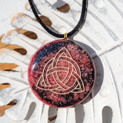 ROSEQUARTZ BLACK TOURMALINE orgonite necklace triquetra, orgonite, orgonite necklace, rose quartz