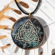MOSS AGATE BLACK TOURMALINE orgonite necklace celtic cross, orgonite, orgonite necklace, moss agate