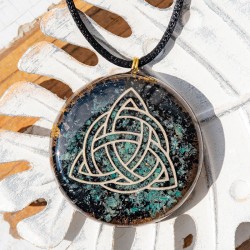 MOSS AGATE BLACK TOURMALINE orgonite necklace celtic cross, orgonite, orgonite necklace, moss agate