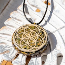 RHYOLITE black tourmaline orgonite necklace seed of life orgonite necklace