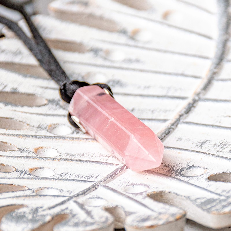 ROSE QUARTZ necklace point (silver ring) ROSE QUARTZ pendant ROSE QUARTZ crystal