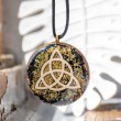 RHYOLITE black tourmaline orgonite necklace triquetra circle