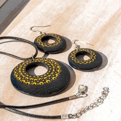 MANDALA Unique handmade jewelry set black gold, mandala, mandala jewelry