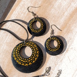 MANDALA Unique handmade jewelry set black gold, mandala, mandala jewelry