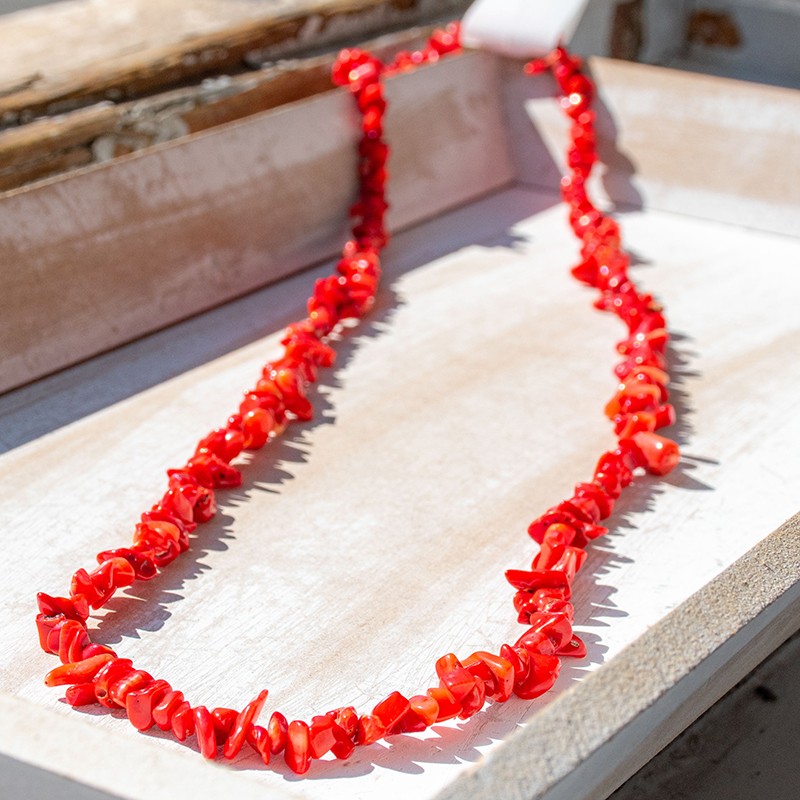 Red coral chips necklace jewelry red coral