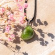 Peridot green crystal silver cut point pendant necklace