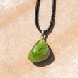 Peridot green crystal silver cut point pendant necklace