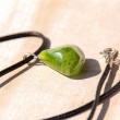 Peridot green crystal silver cut point pendant necklace