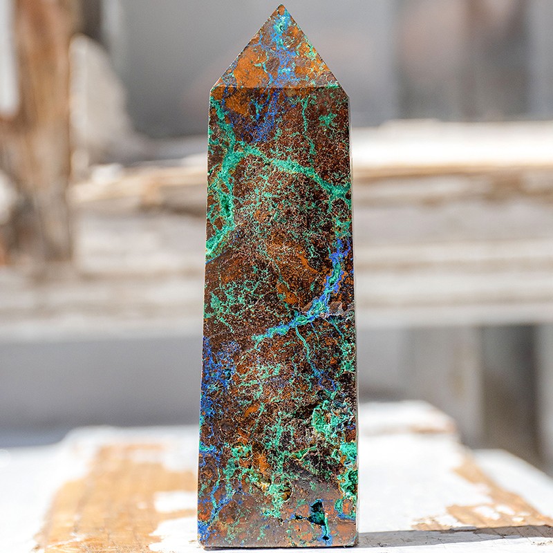 azurit malahit obelisk, redki kristali, azurit malahit kristal,  azurite malachite crystal,