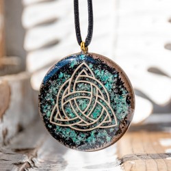 AMAZONITE TOURMALINE  orgonite necklace triqetra ring orgone energy